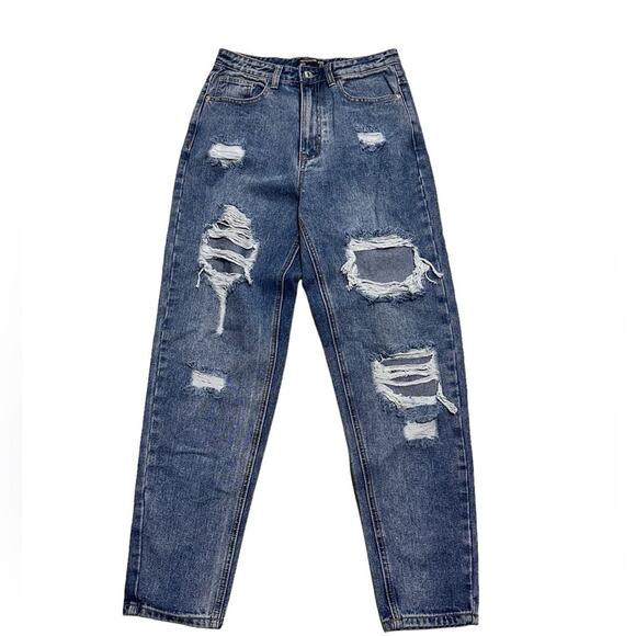 PrettyLittleThing Denim - PrettyLittleThing Mom Jeans Distressed Size 6